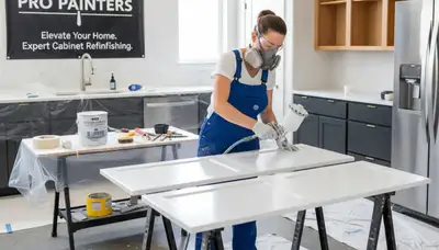 Professional kitchen cabinet painting in Tulsa OK with durable refinishing for modern homes