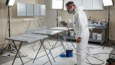 Professional cabinet painting in Tulsa OK using spray and brush techniques for smooth kitchen finishes