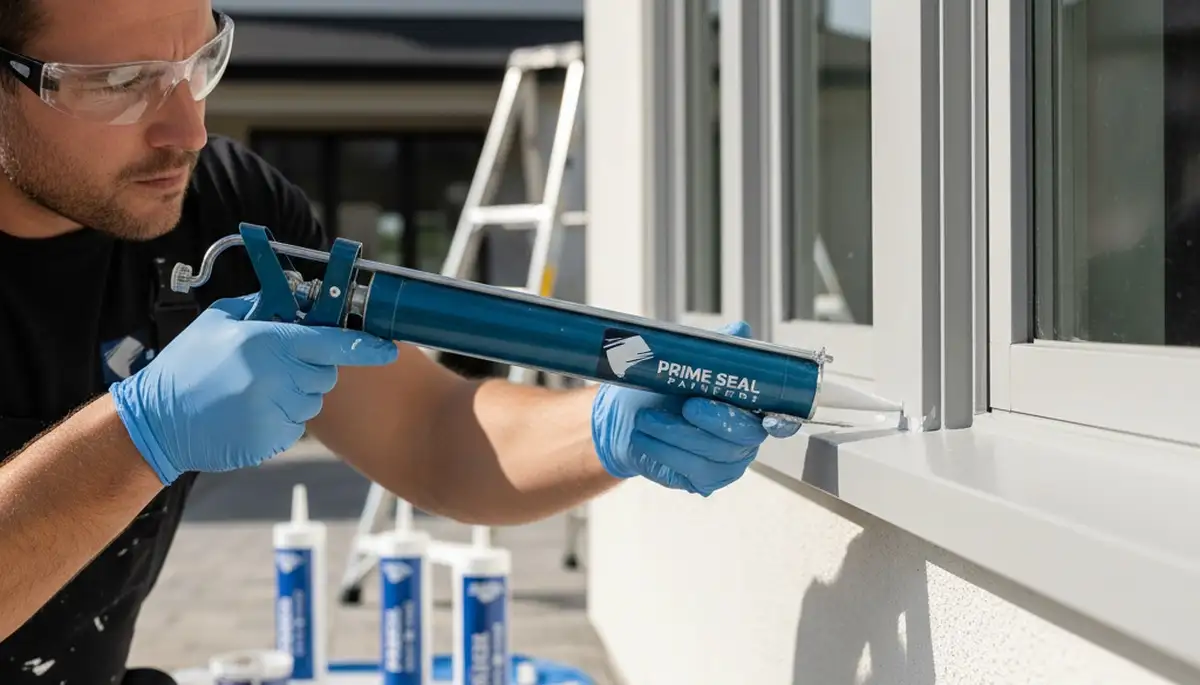Professional caulking and sealing on Tulsa, OK home exterior for weather protection and energy efficiency