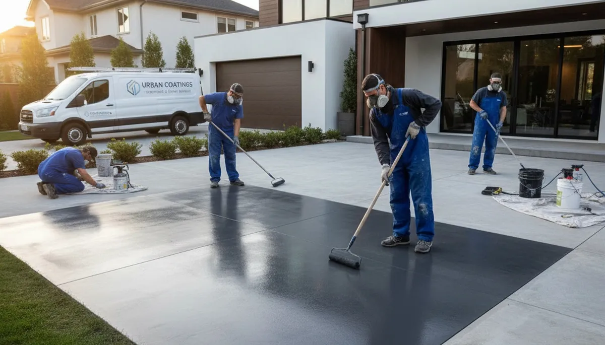 Professional concrete staining on Tulsa, OK patio by local house-painting experts