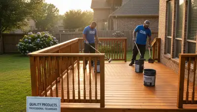 Professional deck staining in Tulsa OK enhancing wood grain and protecting against UV and moisture damage