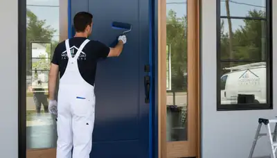 Professional door painting by house painters in Tulsa, OK enhancing exterior curb appeal