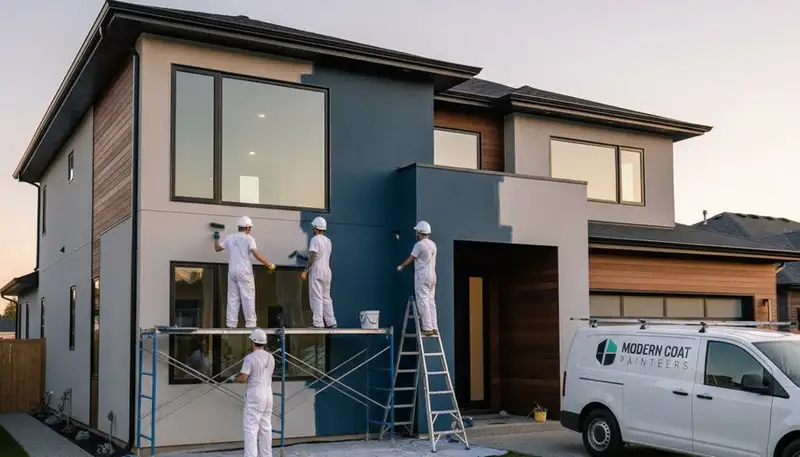 Professional exterior house painters working on a Tulsa OK home with durable weather-resistant paint
