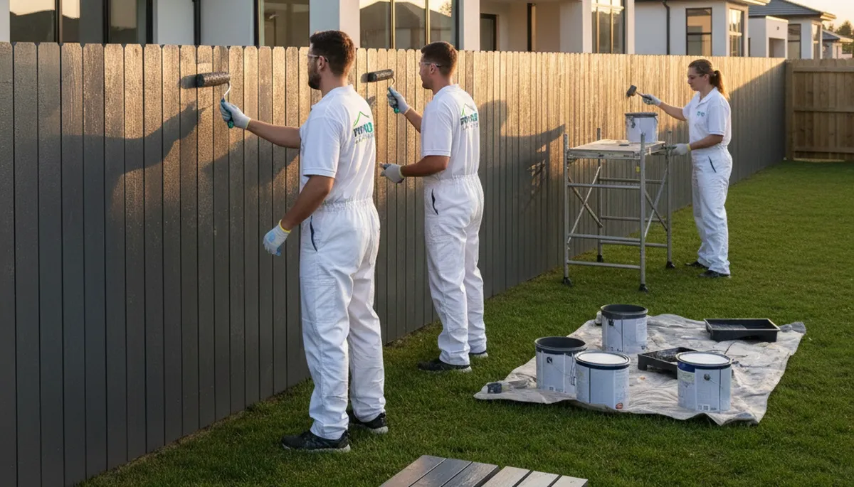 Professional fence painting in Tulsa OK with durable exterior coatings for lasting curb appeal
