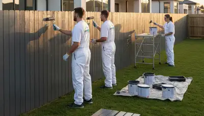 Professional fence painting in Tulsa OK with durable exterior coatings for lasting curb appeal