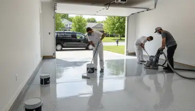 Epoxy garage floor coating in Tulsa OK protecting concrete with a durable, polished finish