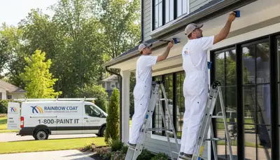 Professional gutter painting on Tulsa OK home exterior by expert house painters