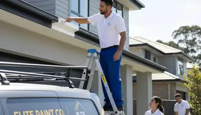 Professional gutter painting on Tulsa, OK home exterior by expert house painters