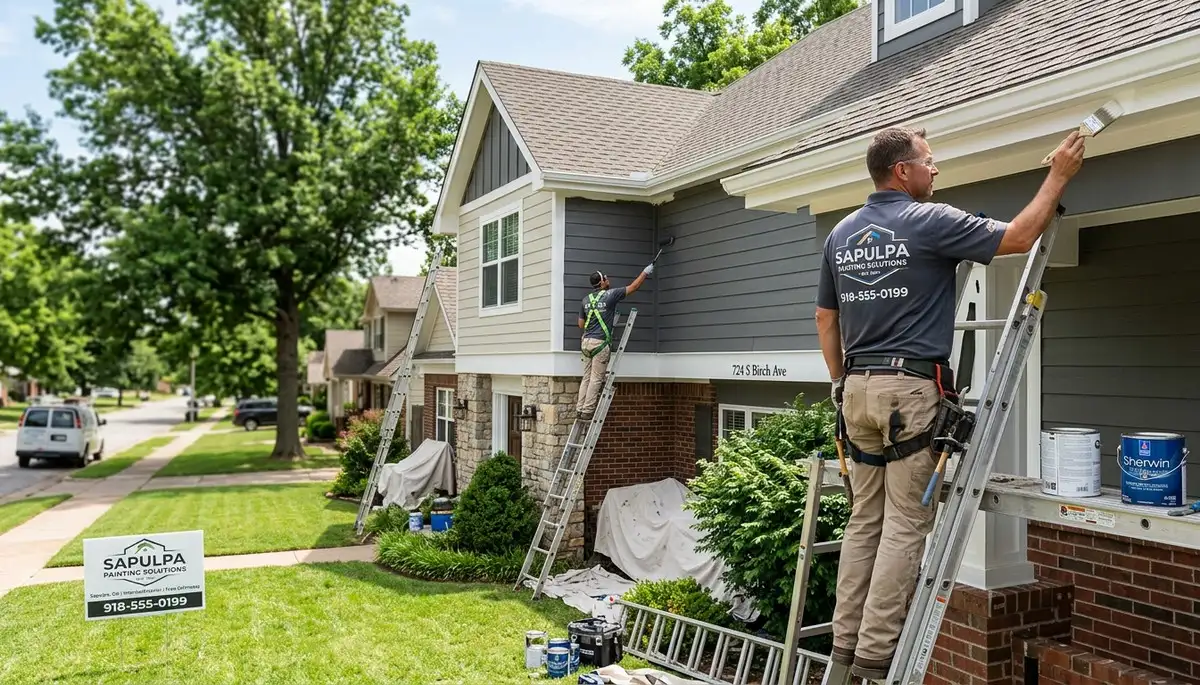 Professional exterior house painters enhancing curb appeal in Tulsa, OK