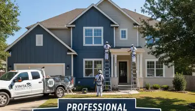 House painting crew on exterior home in Tulsa, OK, providing professional exterior painting services