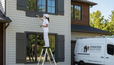 Professional painters refinishing wood shutters in Tulsa, OK for durable, weather-resistant curb appeal