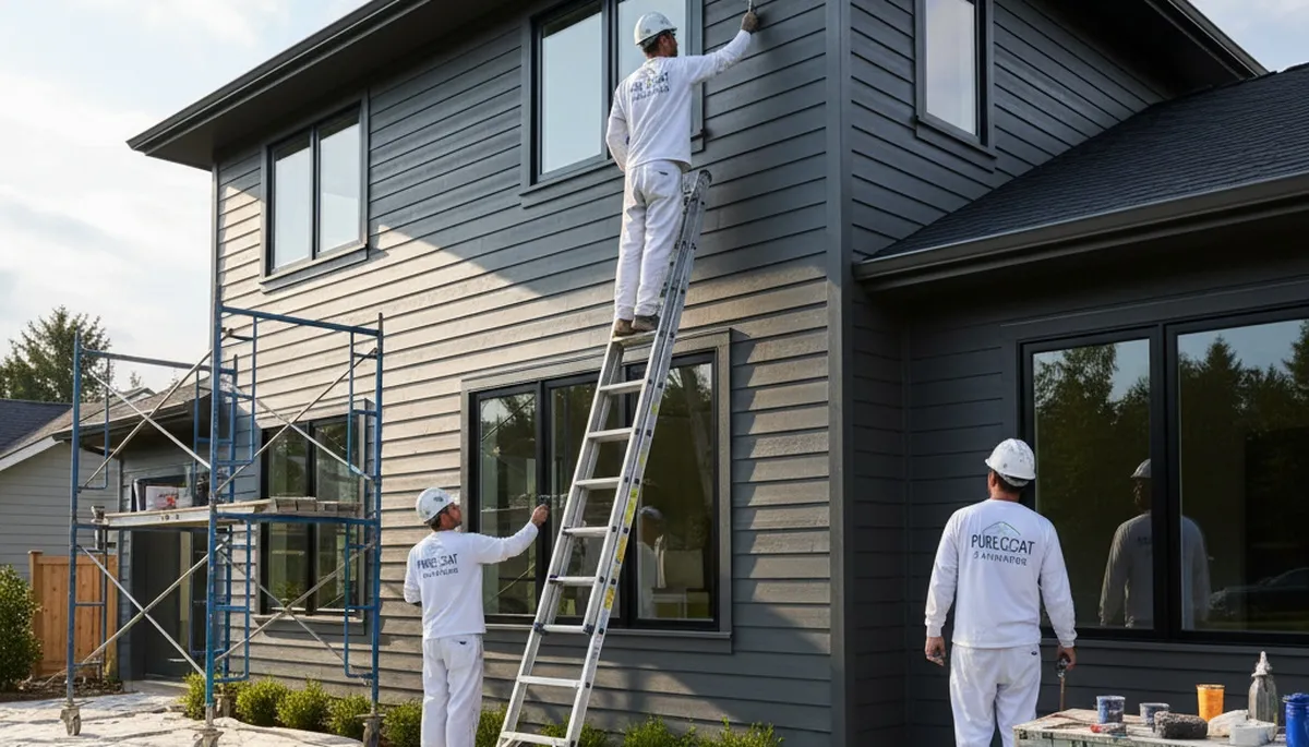 Professional siding painting on Tulsa, OK home exterior by expert house painters