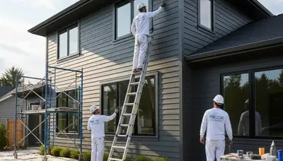 Professional siding painting on Tulsa, OK home exterior by expert house painters