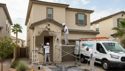 Stucco repair and exterior painting on Tulsa OK home restoring curb appeal and weather protection